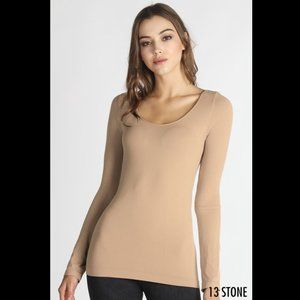 New Stone Beige Scoop Neck Ultra Soft and Stretch Top